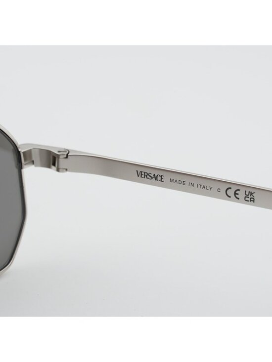 Versace VE2297 1000/6G Sunglasses Silver Rectangle Frame, Light Grey Lenses main image 7